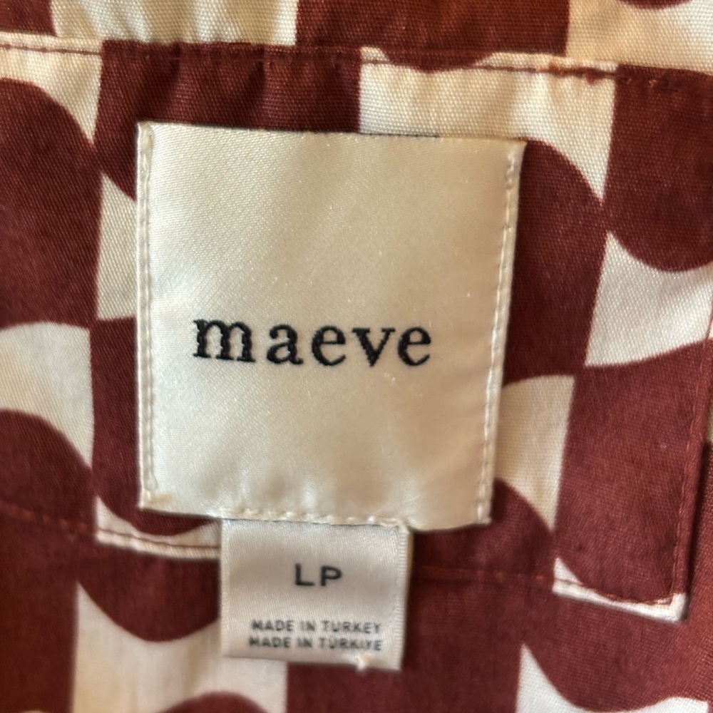 Anthropologie The Soren Long-Sleeve Shirt Dress Maeve size L Petite Orange Motif - Picture 9 of 9